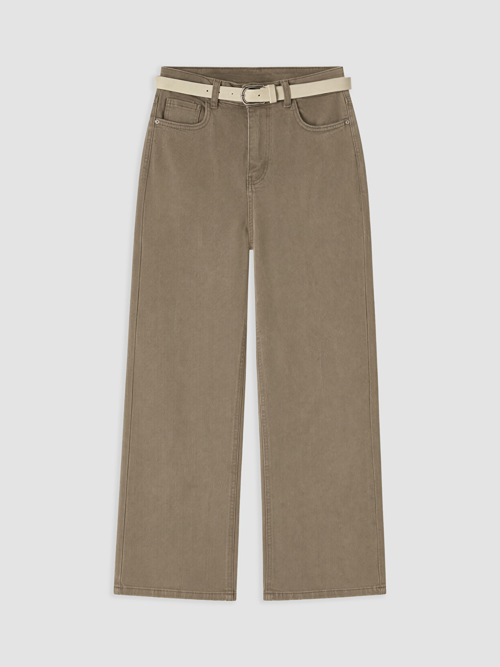 Waist Belted Wideleg Women's Jeans-4