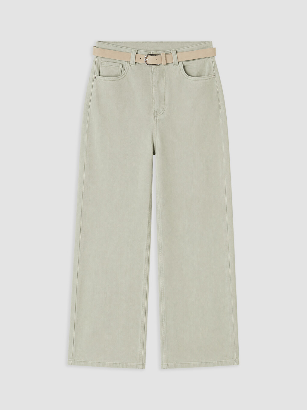 Waist Belted Wideleg Women's Jeans-4