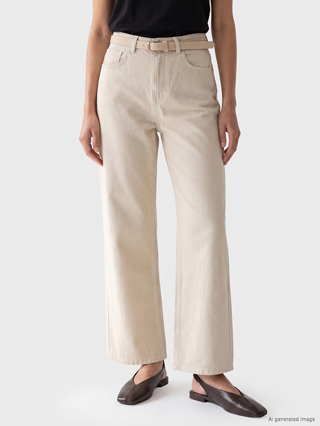 Waist Belted Wideleg Women's Jeans-1