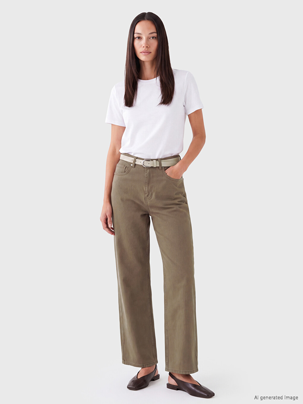 Waist Belted Wideleg Women's Jeans