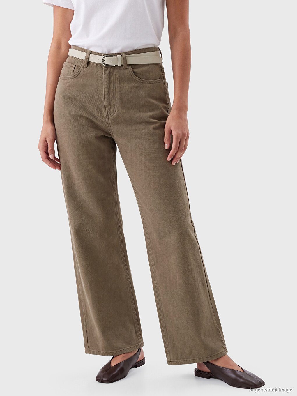 Waist Belted Wideleg Women's Jeans-1