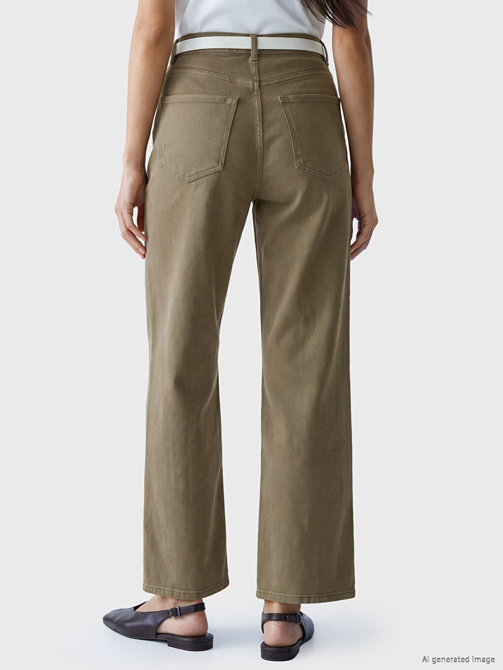 Waist Belted Wideleg Women's Jeans-3