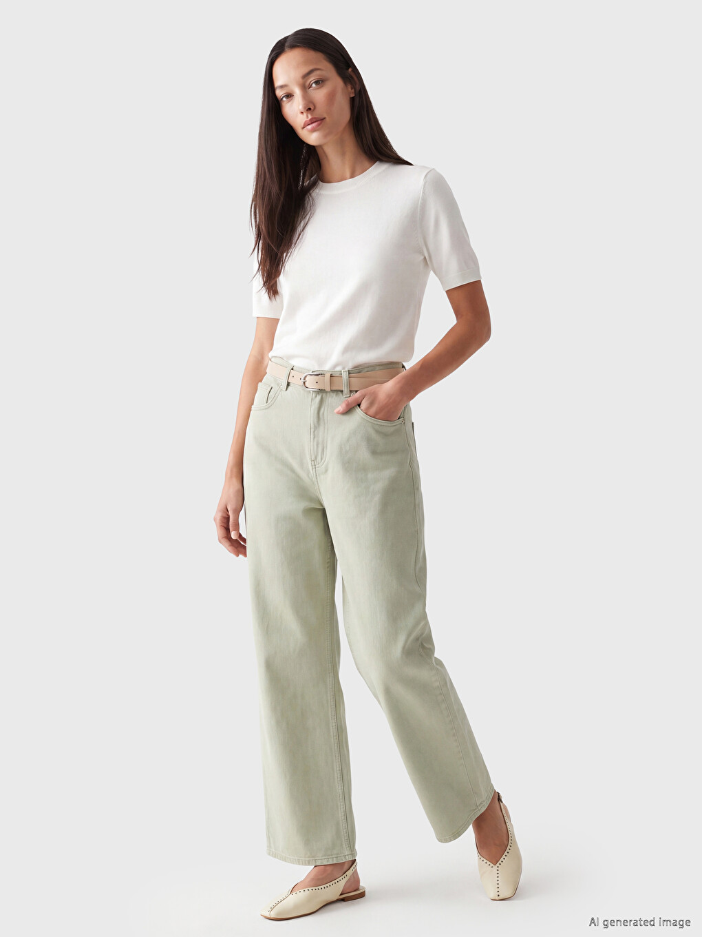 Waist Belted Wideleg Women's Jeans