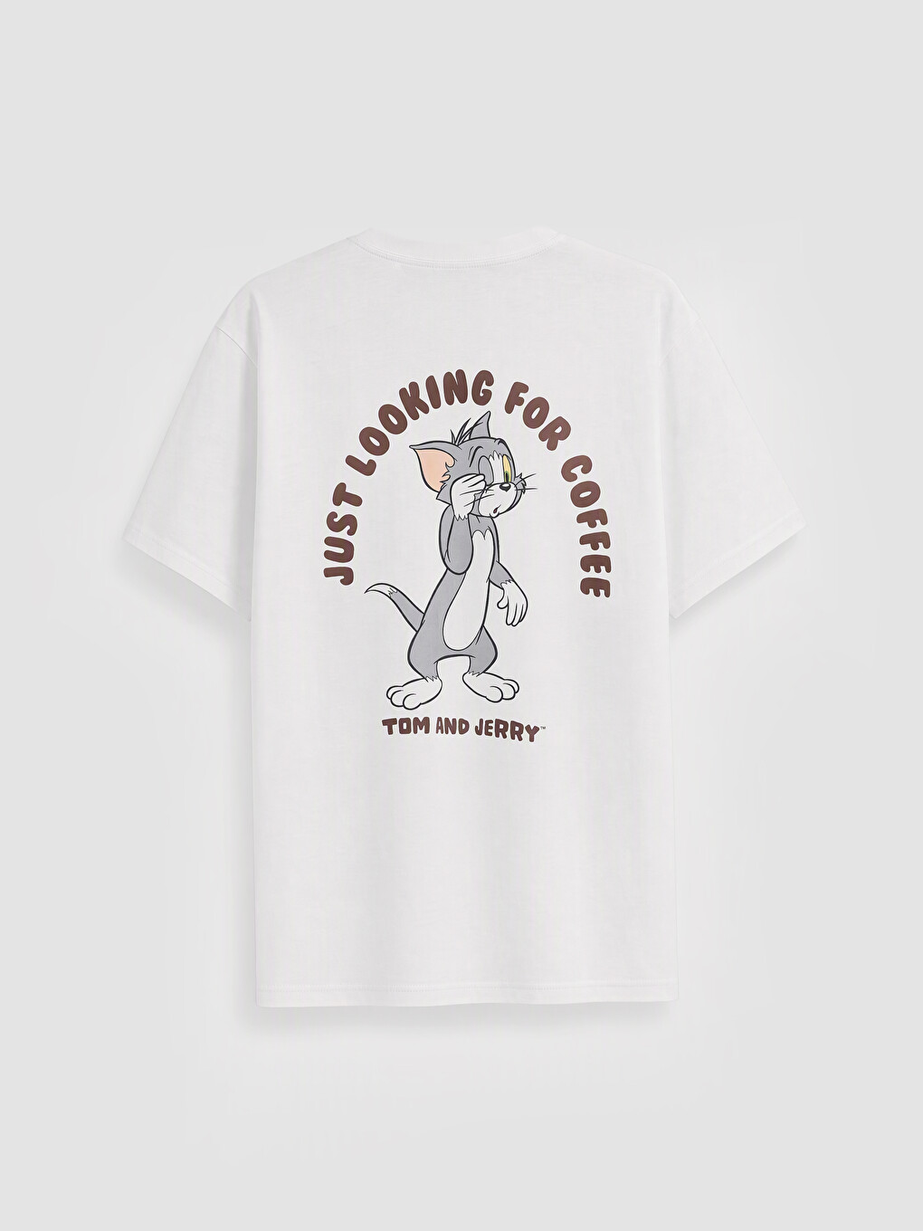Bej Tom Ve Jerry Baskılı %100 Pamuklu Kadın Tişört-5