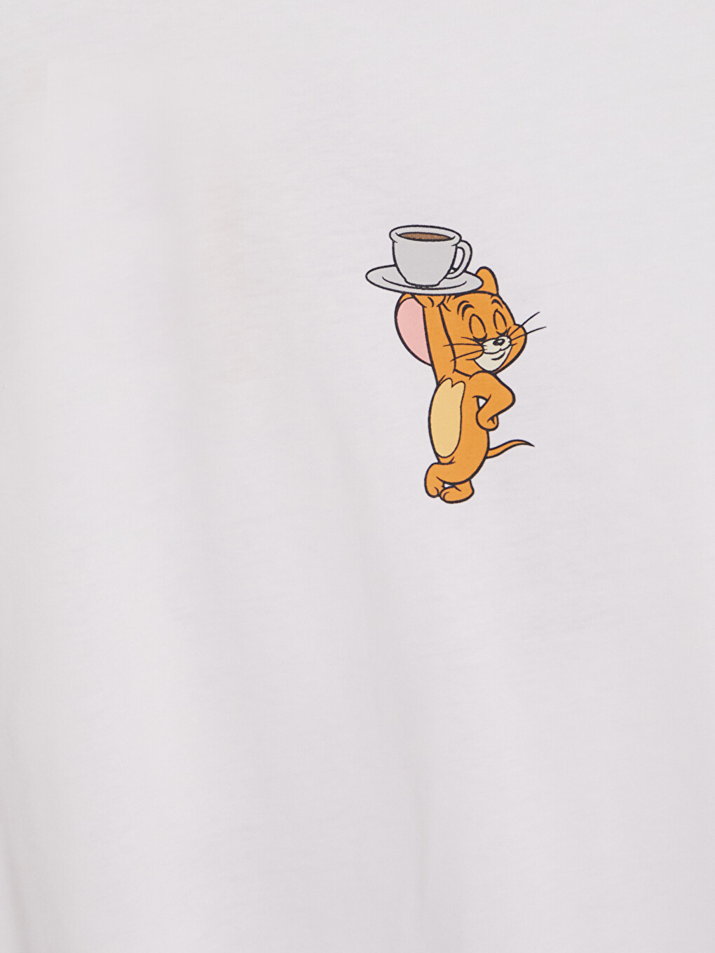 Bej Tom Ve Jerry Baskılı %100 Pamuklu Kadın Tişört-6