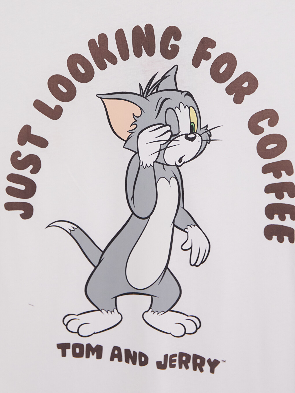 Bej Tom Ve Jerry Baskılı %100 Pamuklu Kadın Tişört-7