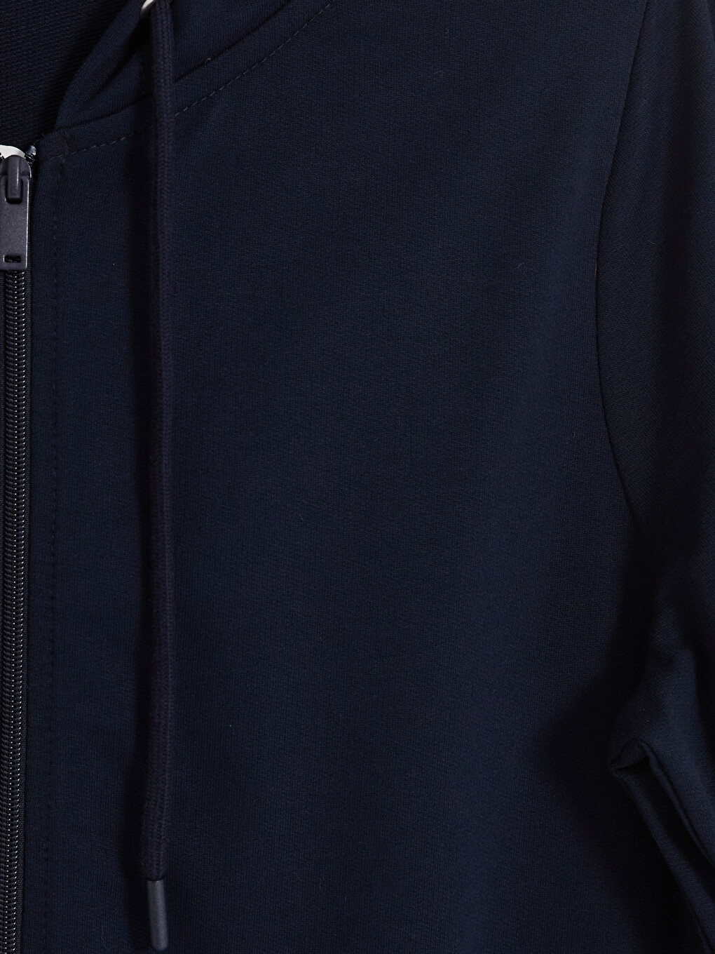 Lacivert Kapüşonlu Kadın Fermuarlı Sweatshirt-2