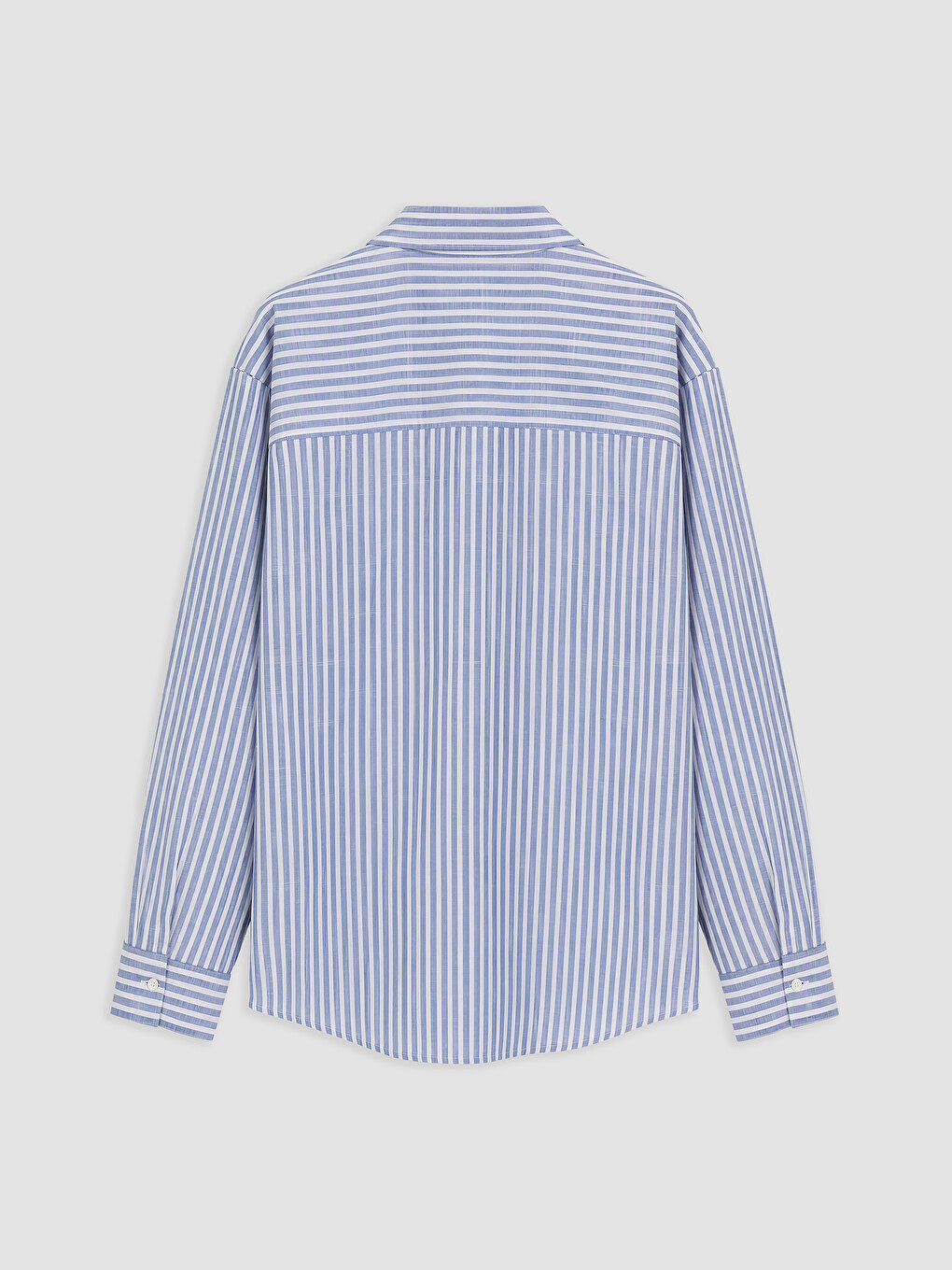 Mavi Çizgili Oversize Poplin Kadın Gömlek-1