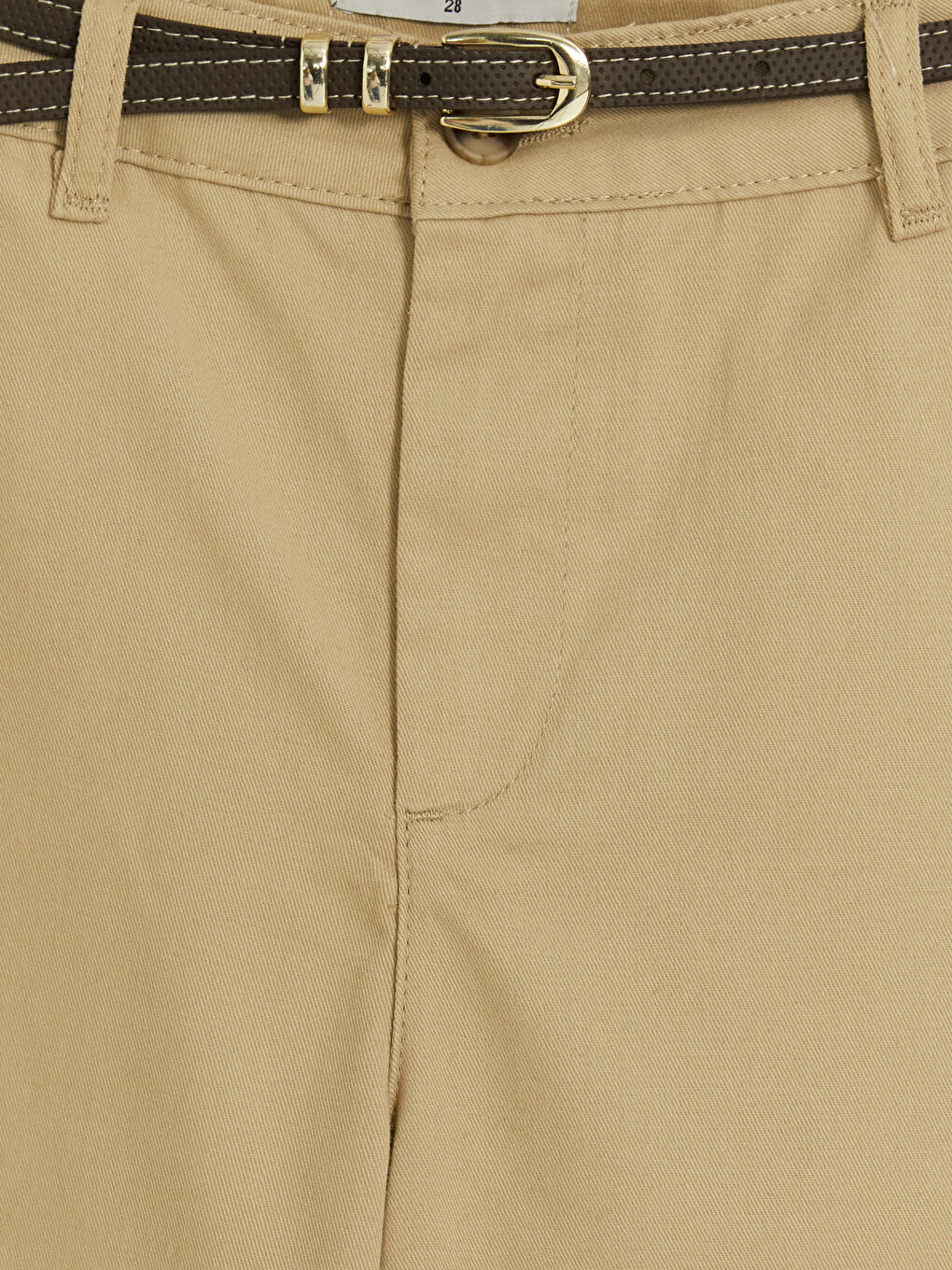 Kahverengi Beli Kemerli Carrot Fit Kadın Jean Pantolon-1