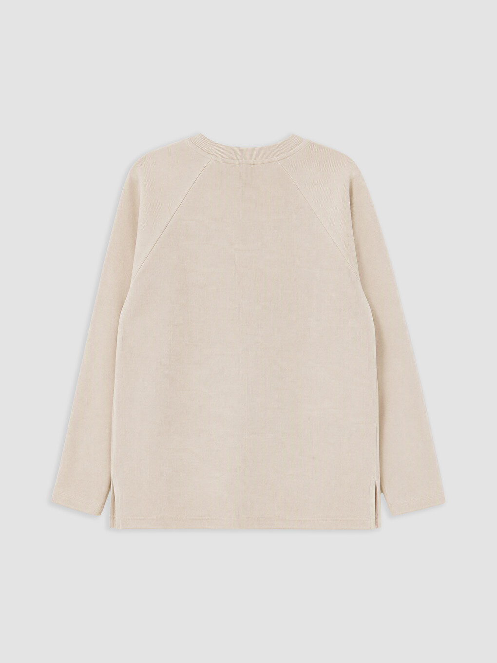 Bej Bisiklet Yaka Kadın Sweatshirt-1