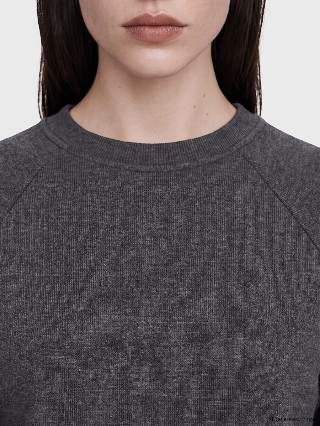 Antrasit Bisiklet Yaka Kadın Sweatshirt-2