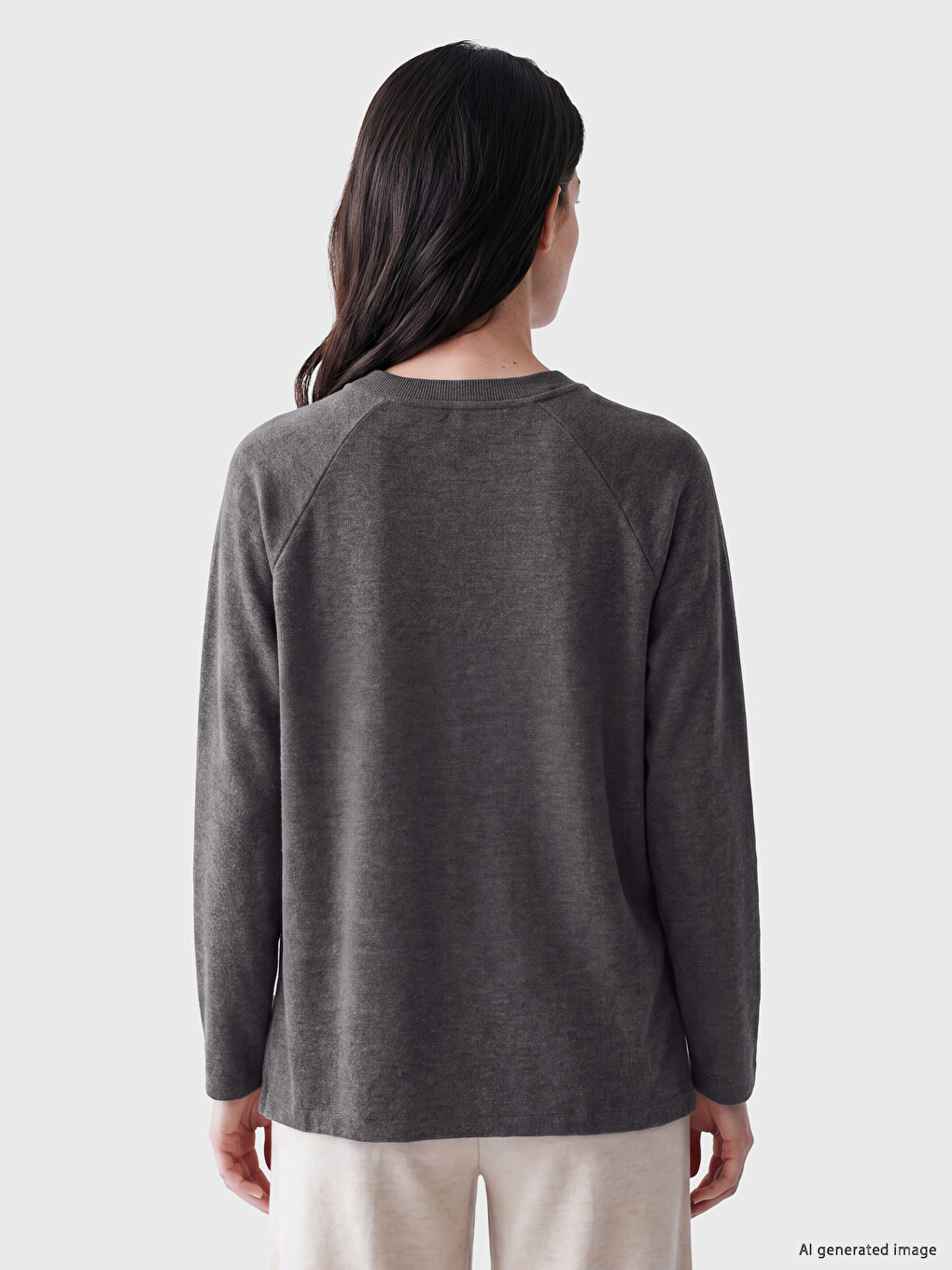 Antrasit Bisiklet Yaka Kadın Sweatshirt-3