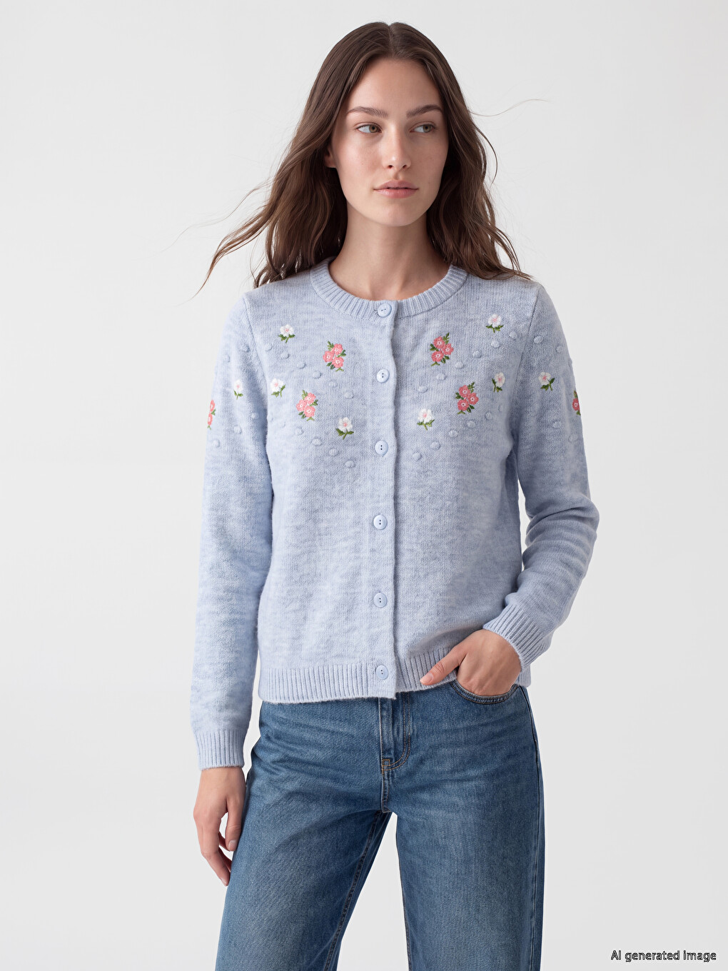 Woman Blue Cardigan