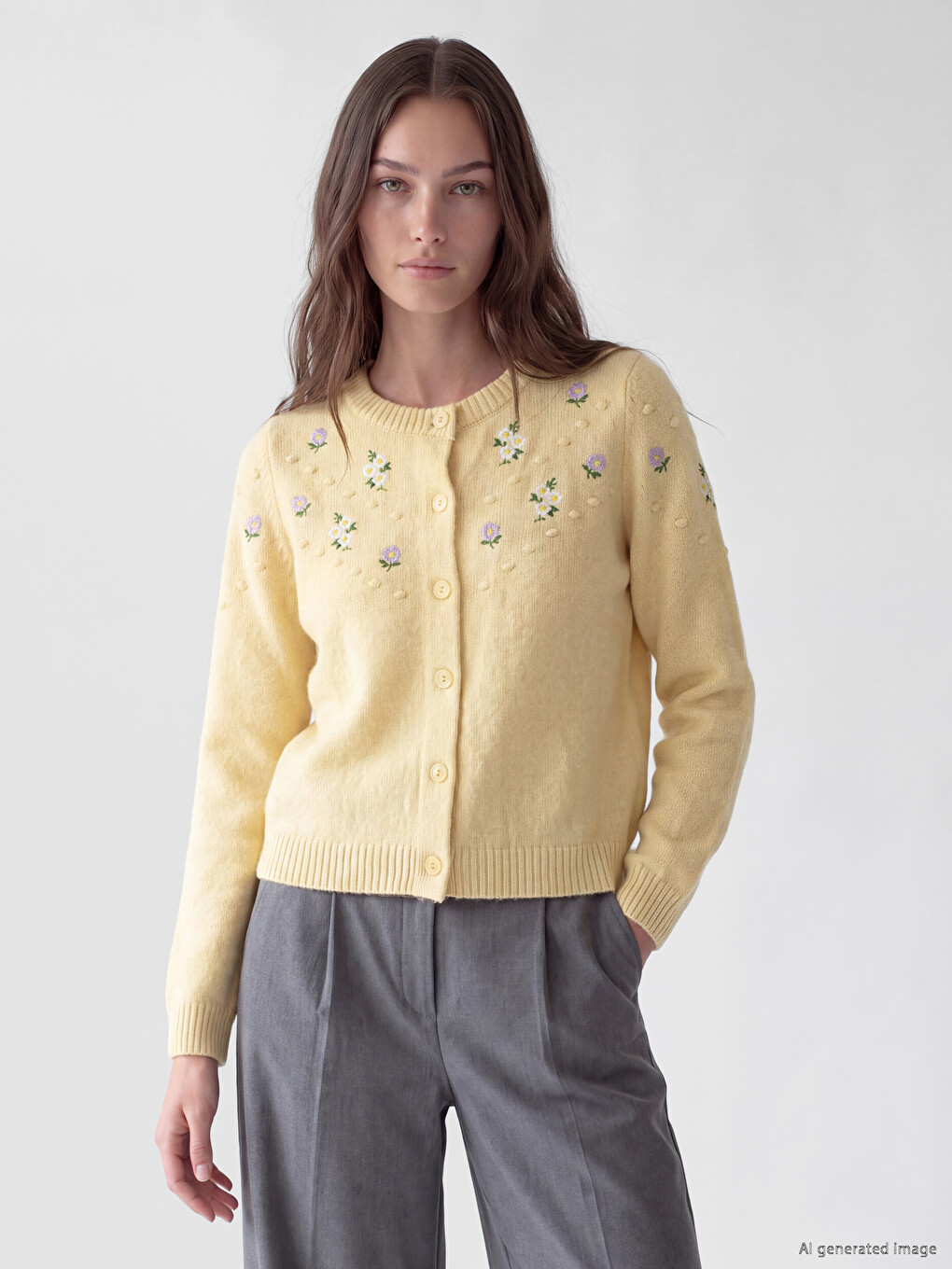 Woman Yellow Cardigan