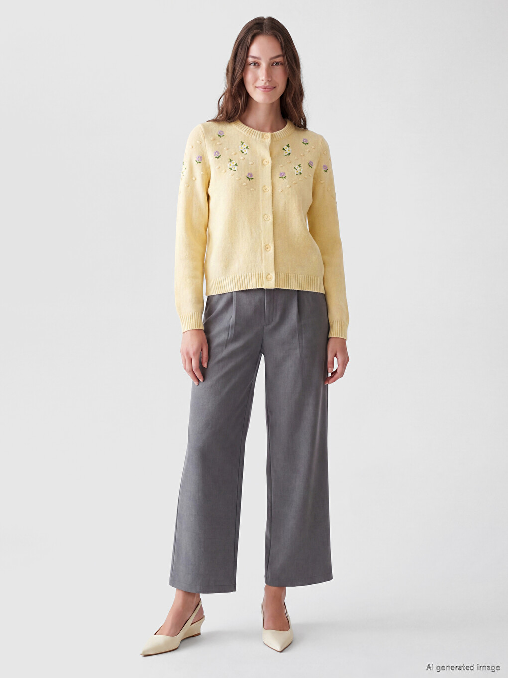 Woman Yellow Cardigan-1