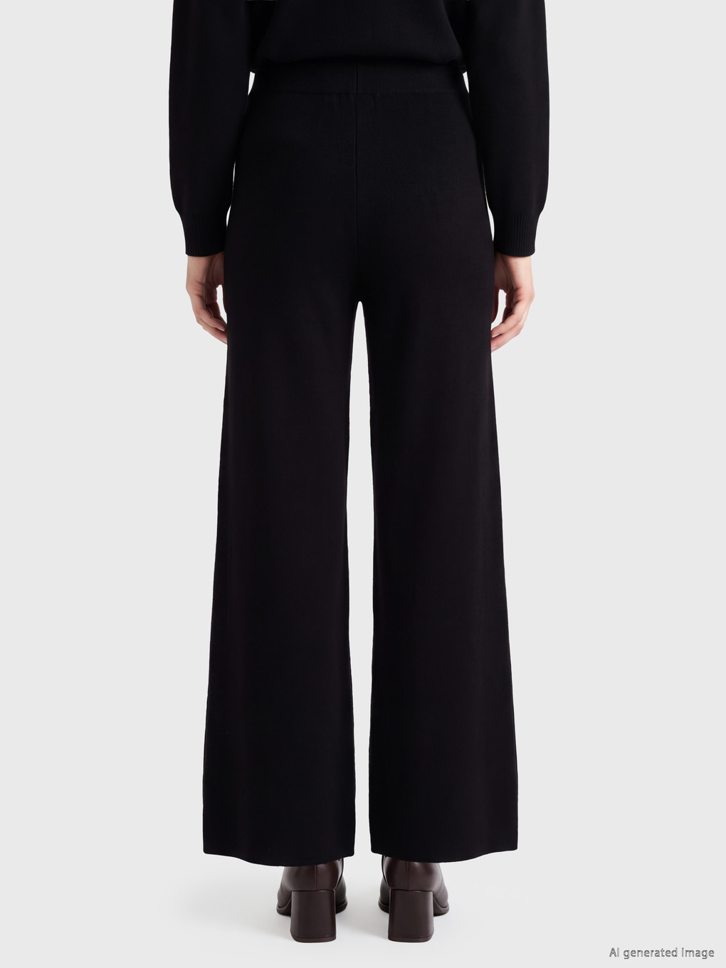 Siyah Dar Fit Kadın Triko Pantolon-3
