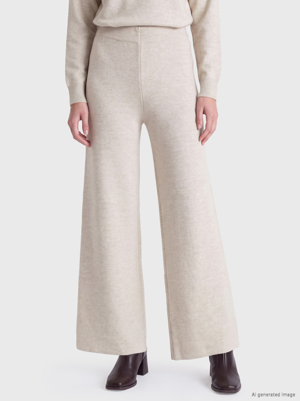Bej Dar Fit Kadın Triko Pantolon-1