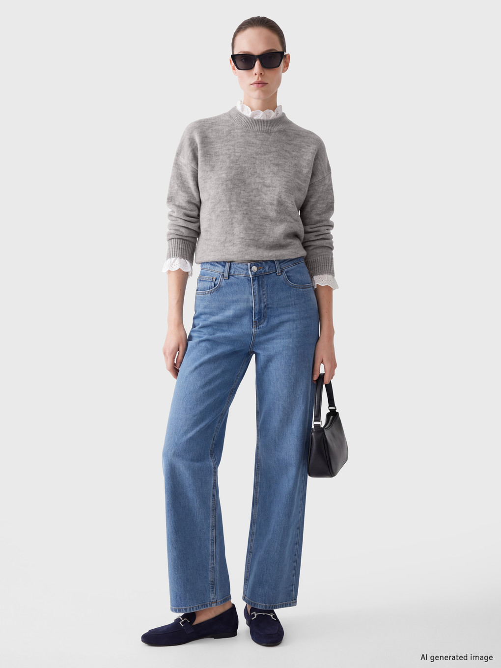 Mock Neck Lace Detailed Women's Knitwear Sweater-1