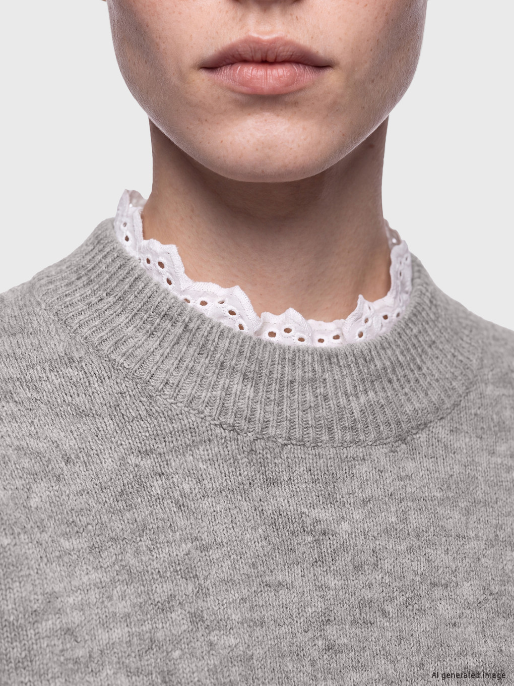 Mock Neck Lace Detailed Women's Knitwear Sweater-2