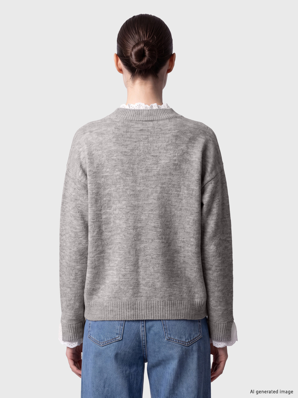 Mock Neck Lace Detailed Women's Knitwear Sweater-3