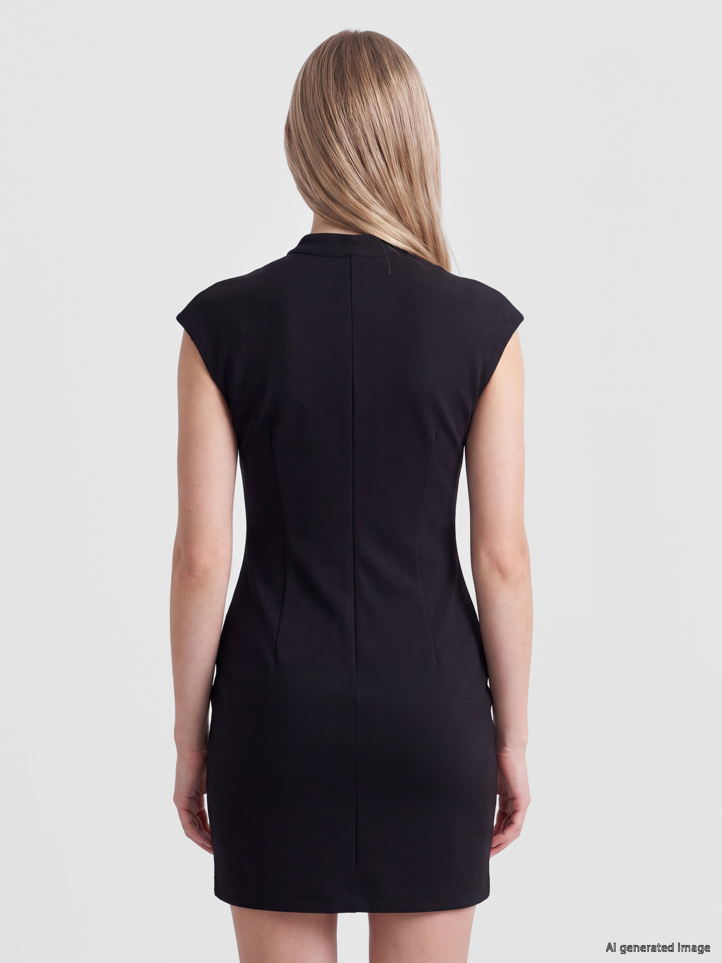Grandad Collar Ornate Buttoned Mini Dress-3