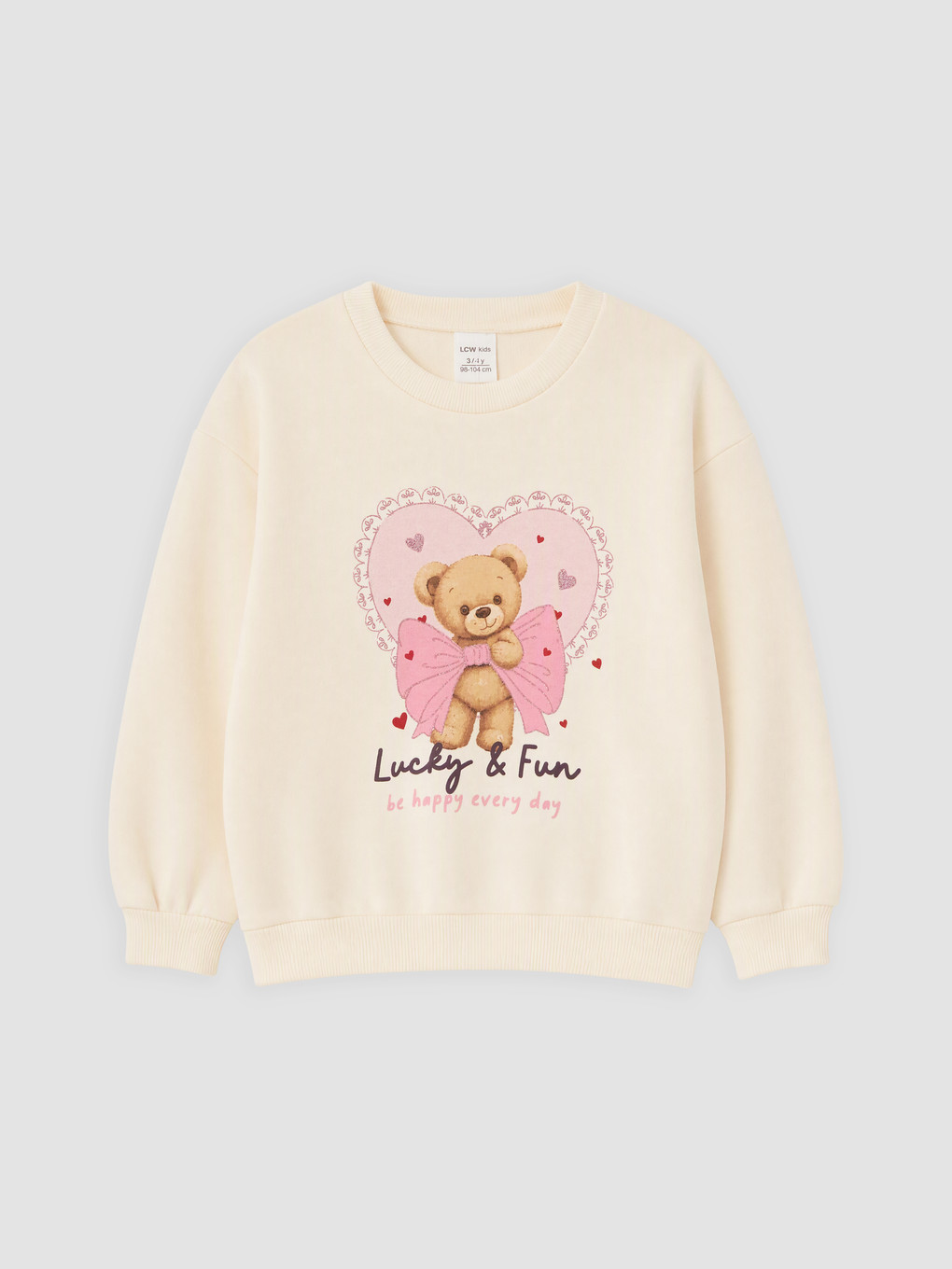 Ekru Baskılı Kız Çocuk Sweatshirt-2