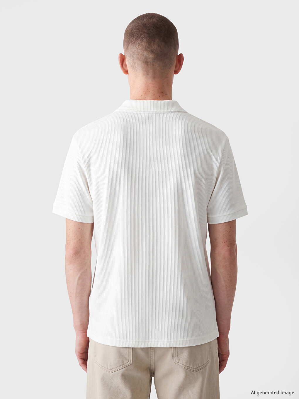 Ekru Polo Yaka Erkek Tişört-3