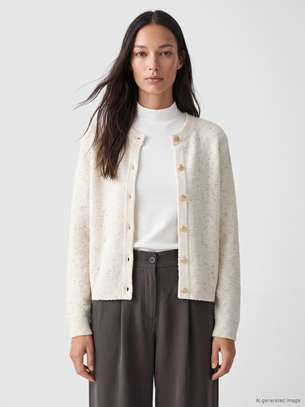 Woman Beige Cardigan