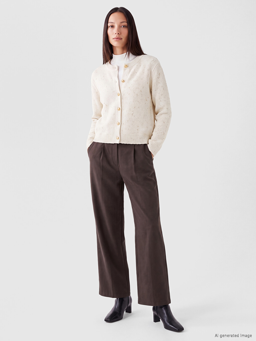 Woman Beige Cardigan-1