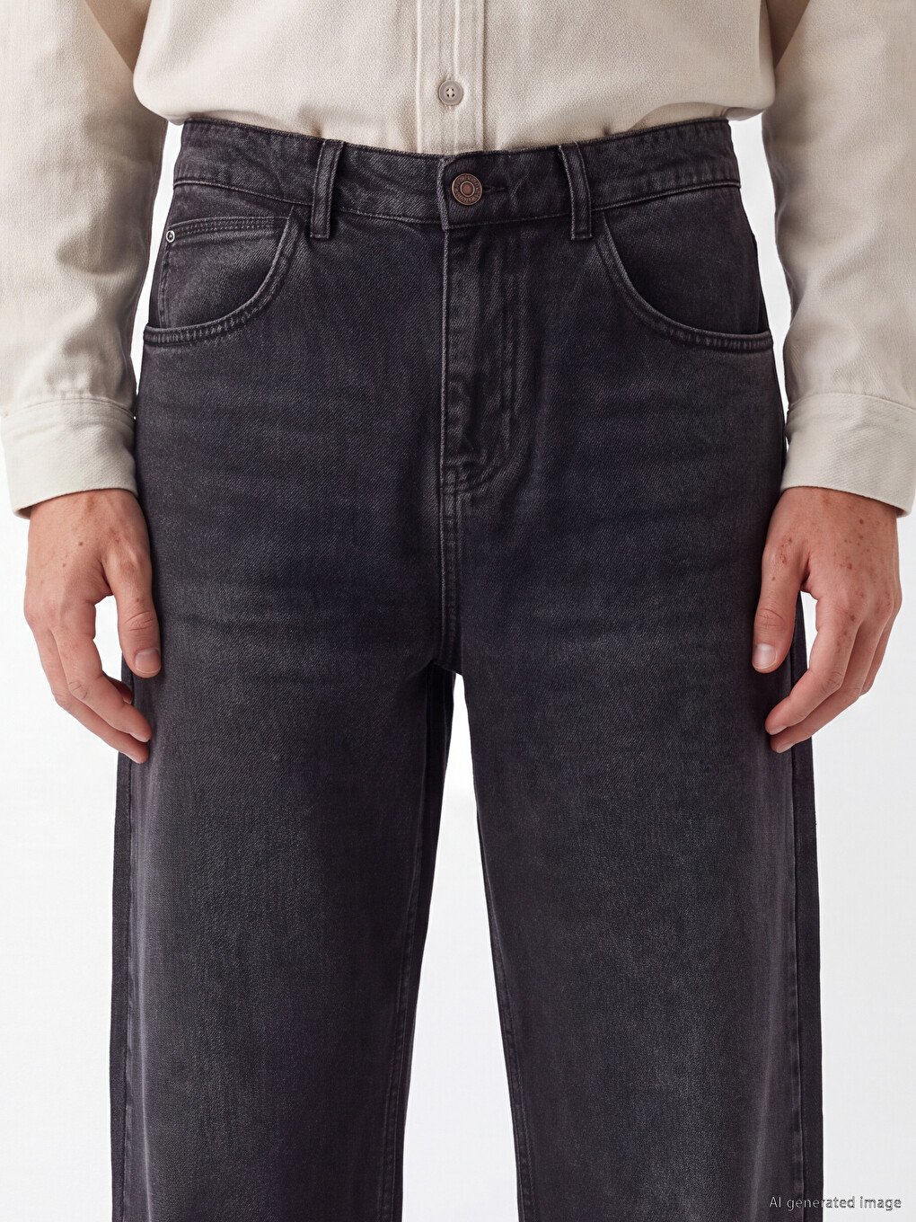 Siyah Baggy Fit Erkek Jean Pantolon-2