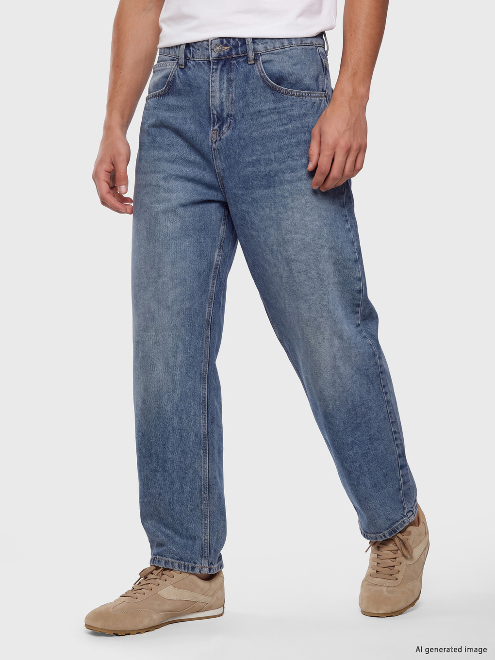 İndigo Baggy Fit Erkek Jean Pantolon-1