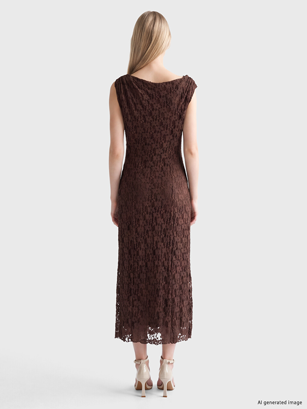 Slash Neck Ruched Lace Dress-3