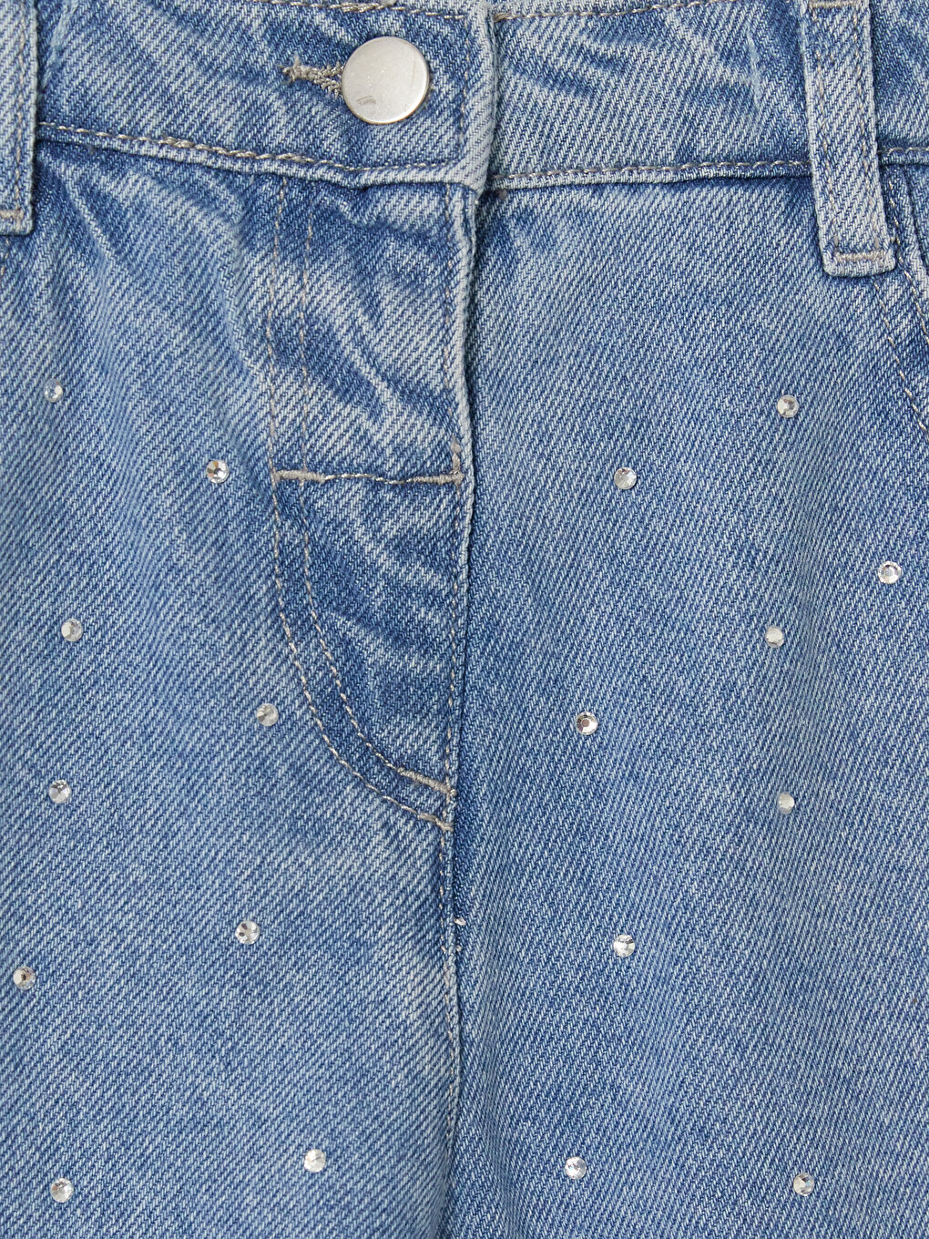 İndigo Bermuda Fit Taşlı Kız Çocuk Jean Şort-1