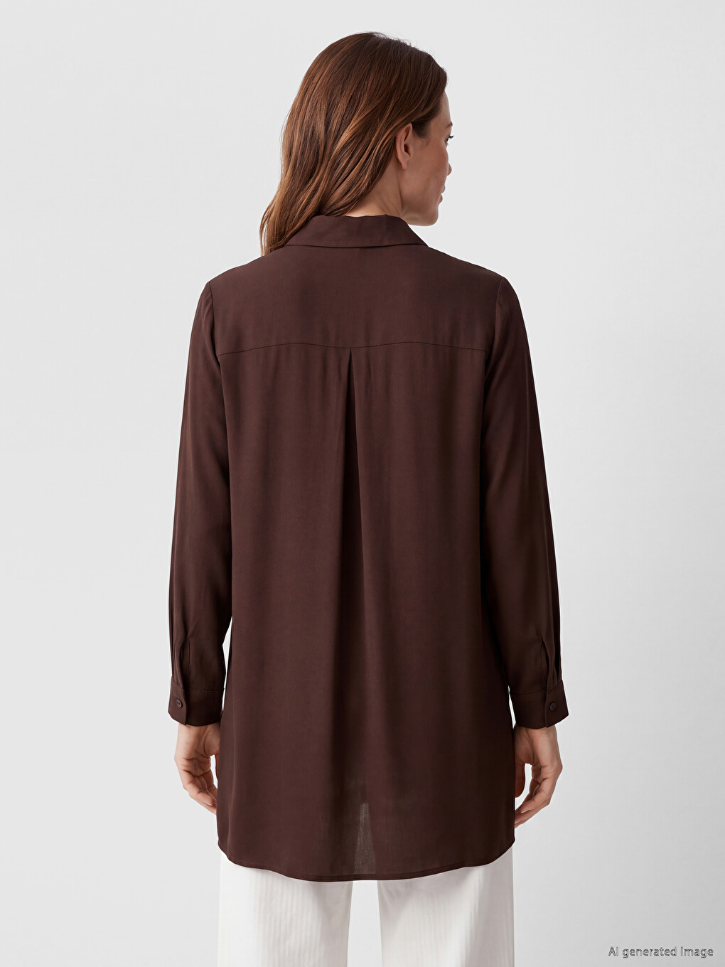 Kahverengi Regular Fit Kadın Gömlek Tunik-3
