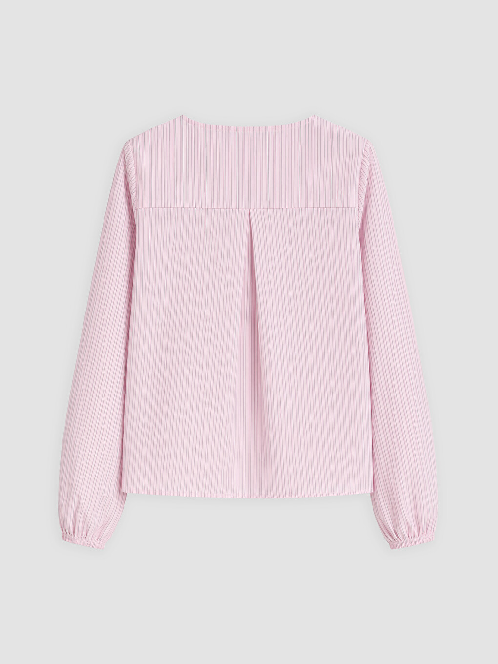 Pembe Bisiklet Yaka Çizgili Bağlamalı Bluz-1