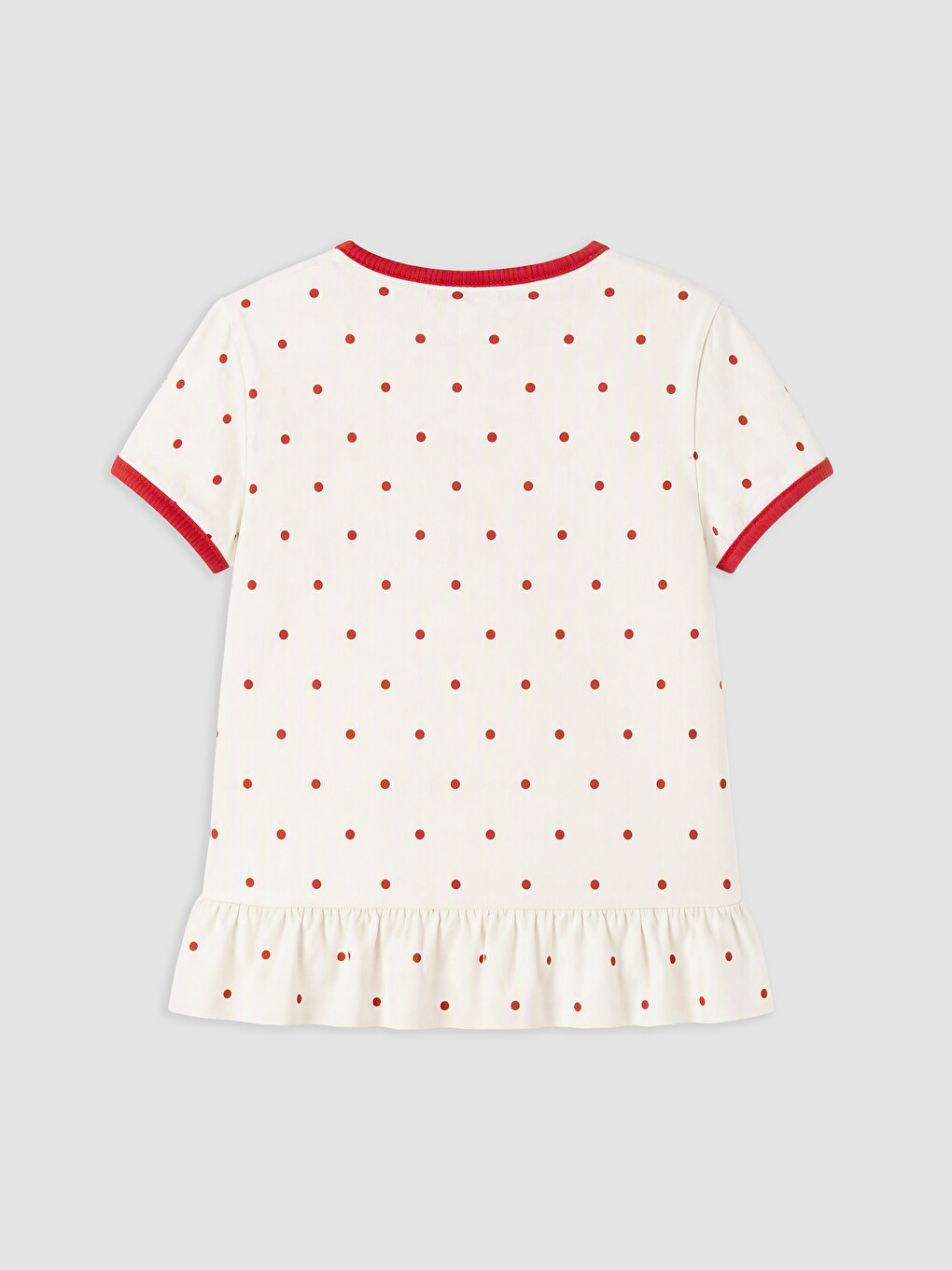 Polka Dot Patterned Ruffled Girls' T-shirt-1