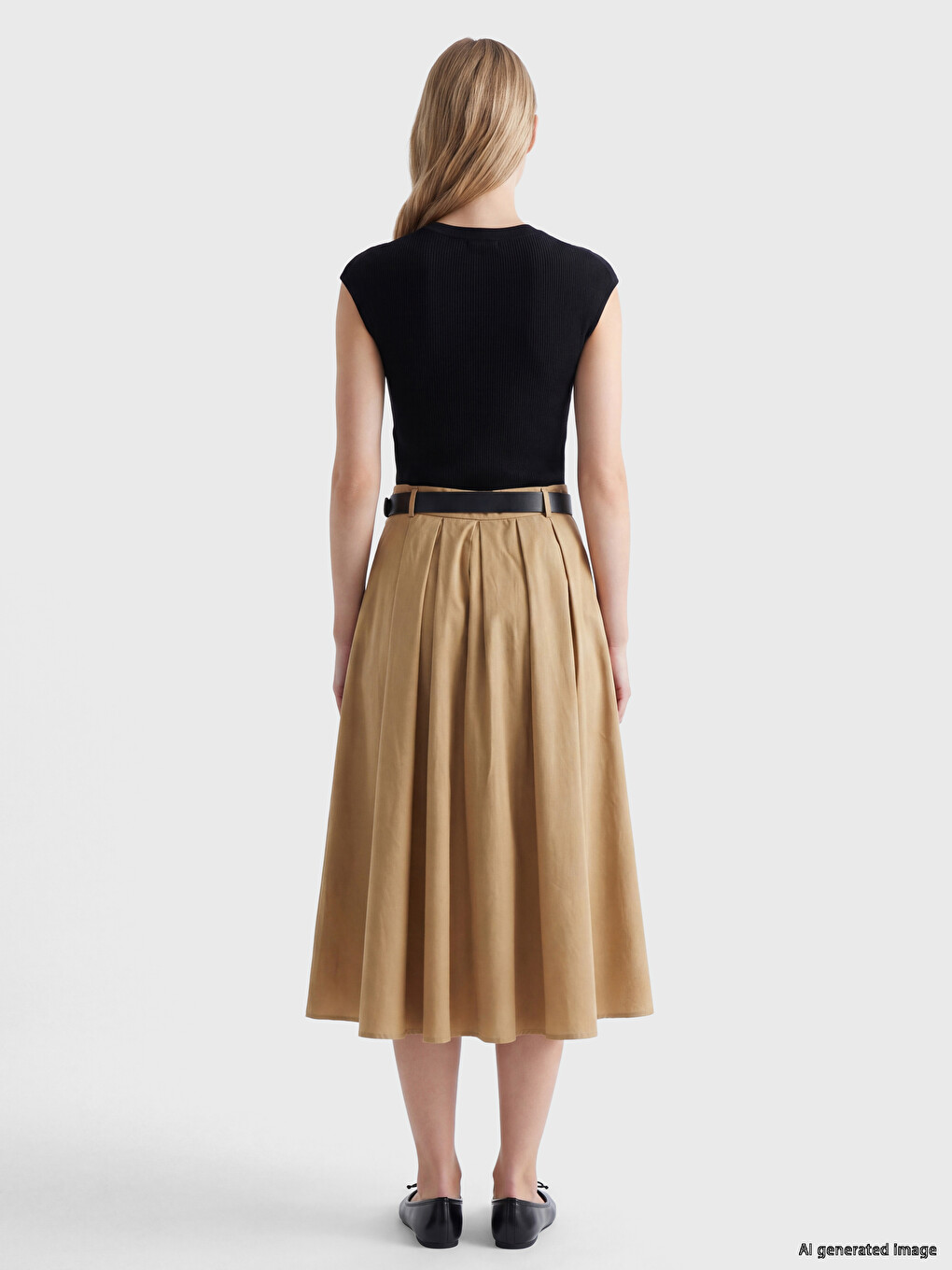 Crew Neck Color Blocked Belted Dress-3