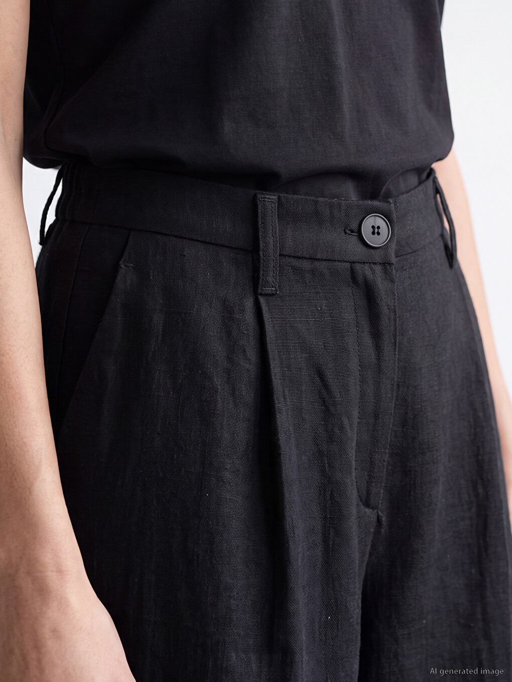 Elastic Waist Pleated Women's Fabric Trousers-2