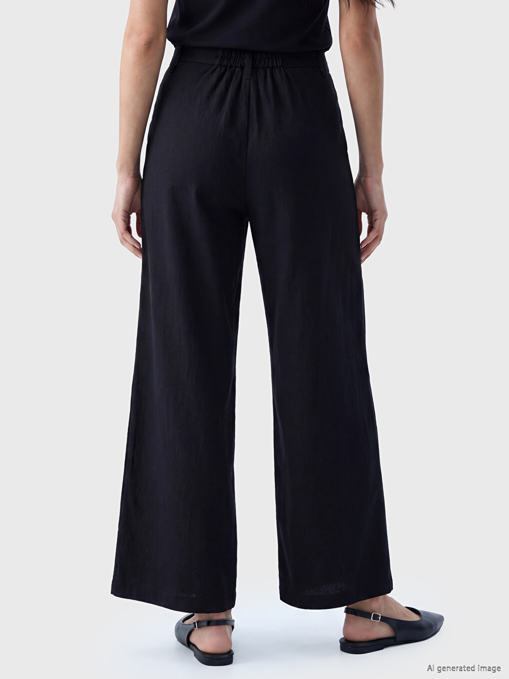 Elastic Waist Pleated Women's Fabric Trousers-3
