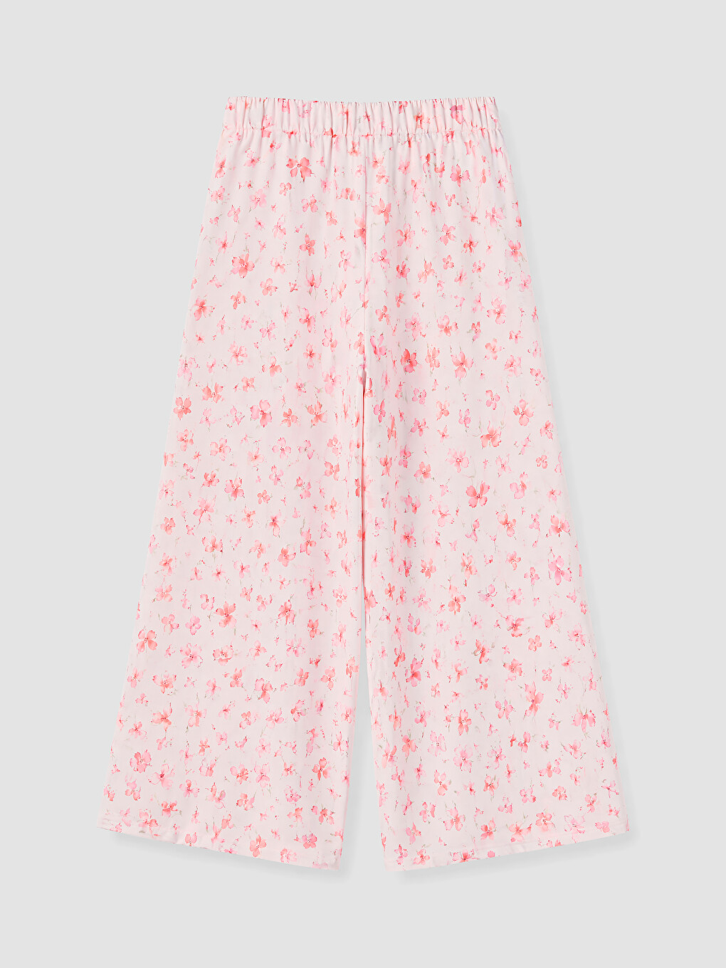 Pembe Kız Çocuk Beli Lastikli Çiçekli Kapri-2