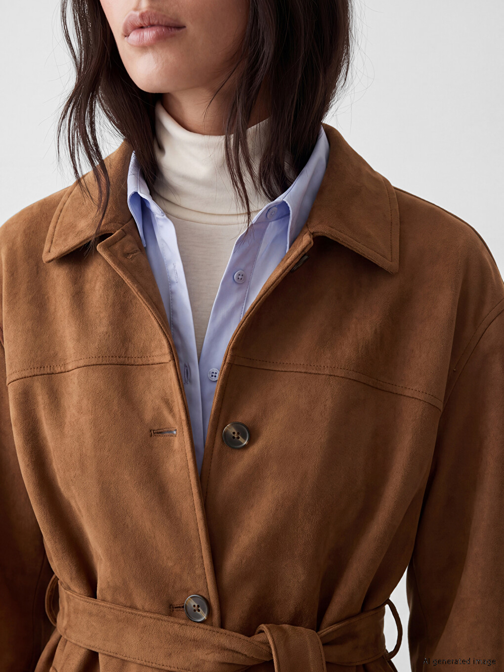 Belted Women's Faux Suede Jacket-2