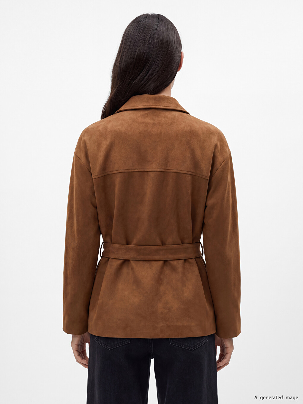Belted Women's Faux Suede Jacket-3