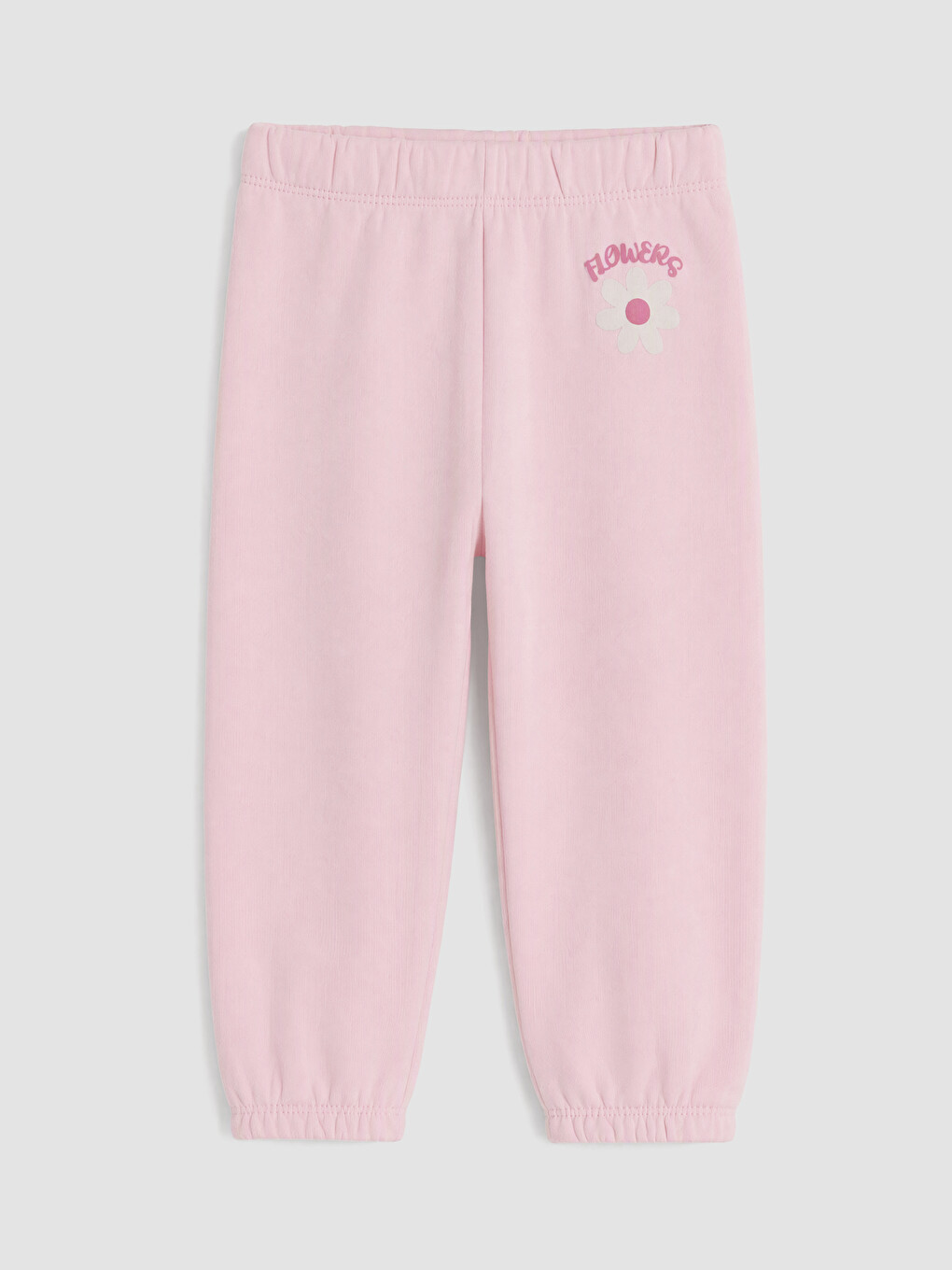 Pembe Baskılı Kız Çocuk Kalın Jogger Eşofman Altı