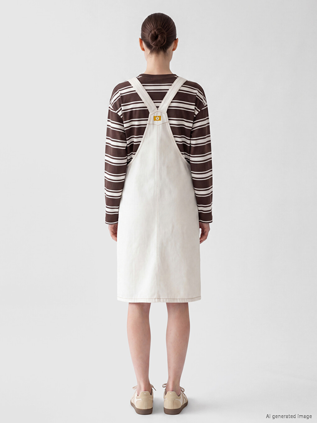 Square Neck Denim Dungaree Dress-3