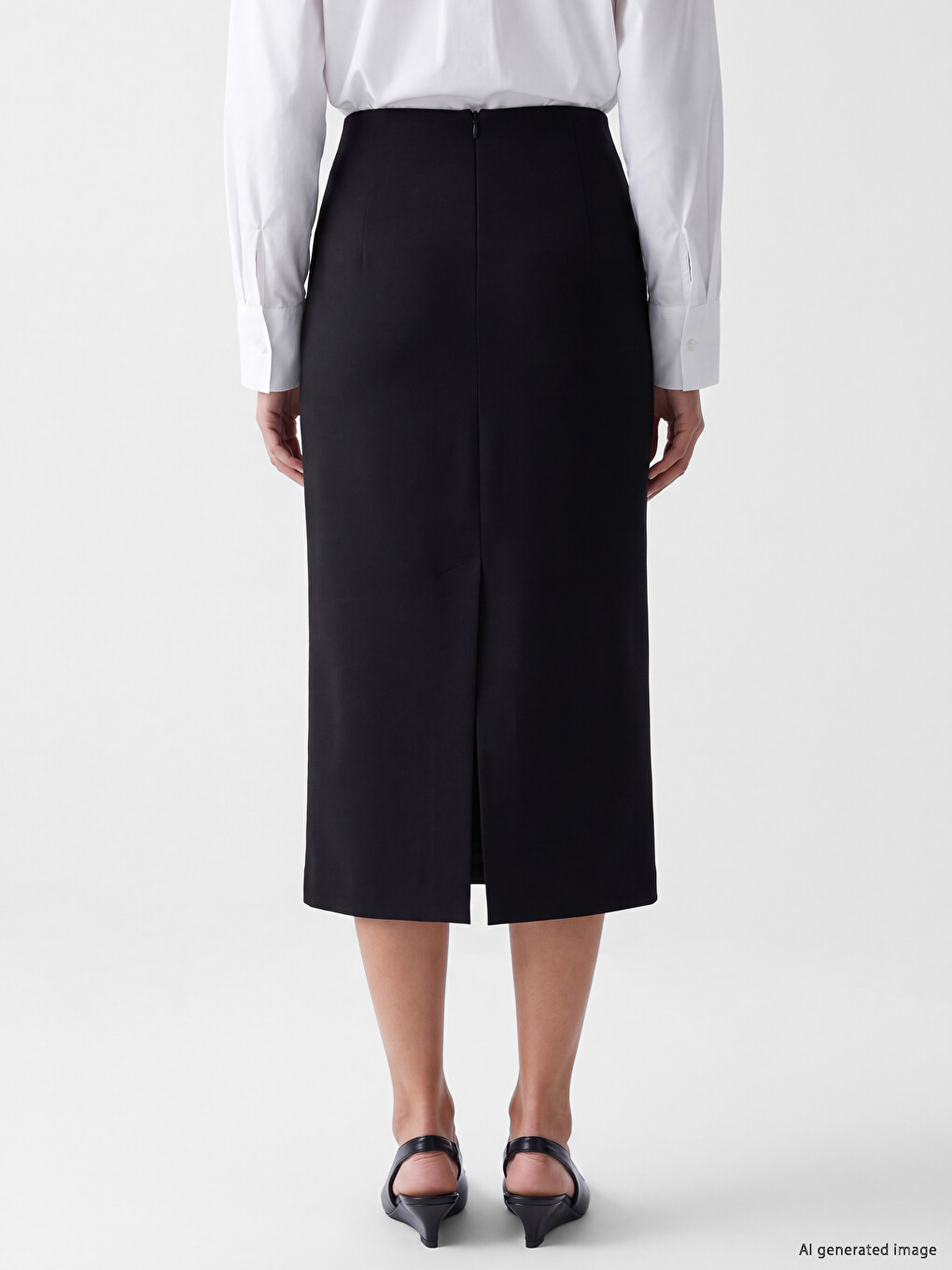 Waist Zippered Pencil Skirt-3