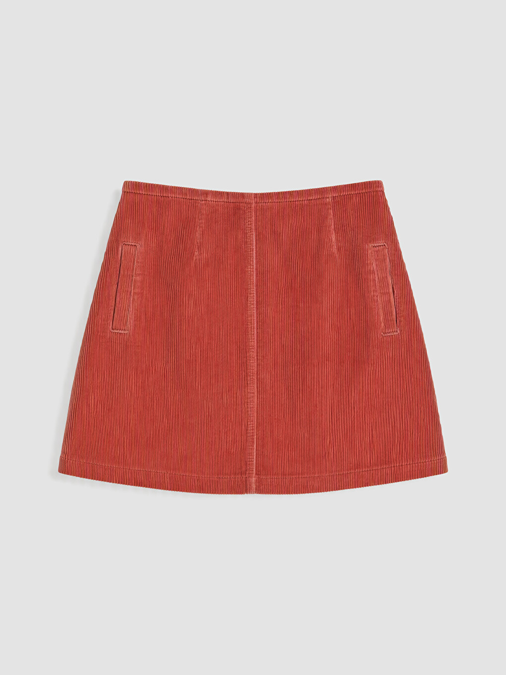 Waist Zippered Ribbed Velvet Mini Skirt-6