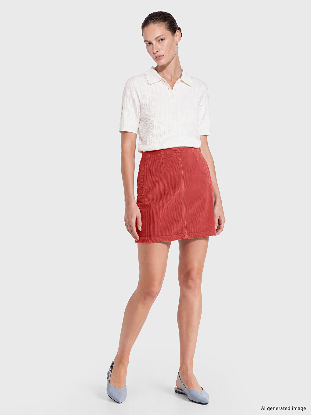 Waist Zippered Ribbed Velvet Mini Skirt