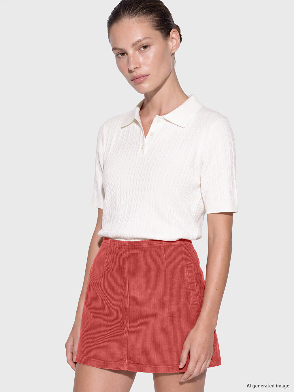 Waist Zippered Ribbed Velvet Mini Skirt-1