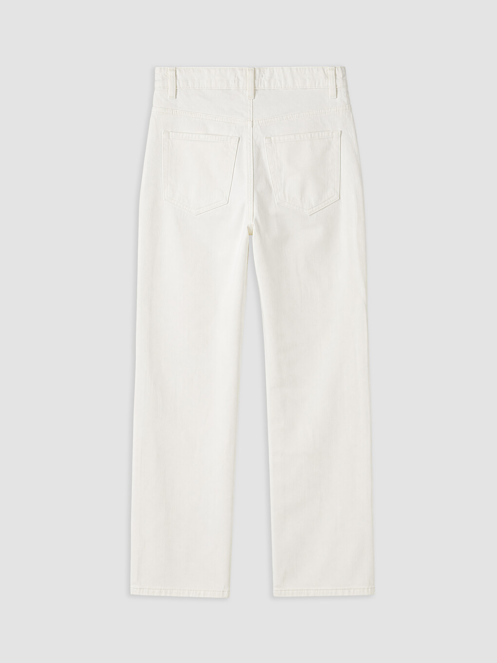 Ekru Yüksek Bel Straight Fit Kadın Jean Pantolon-2