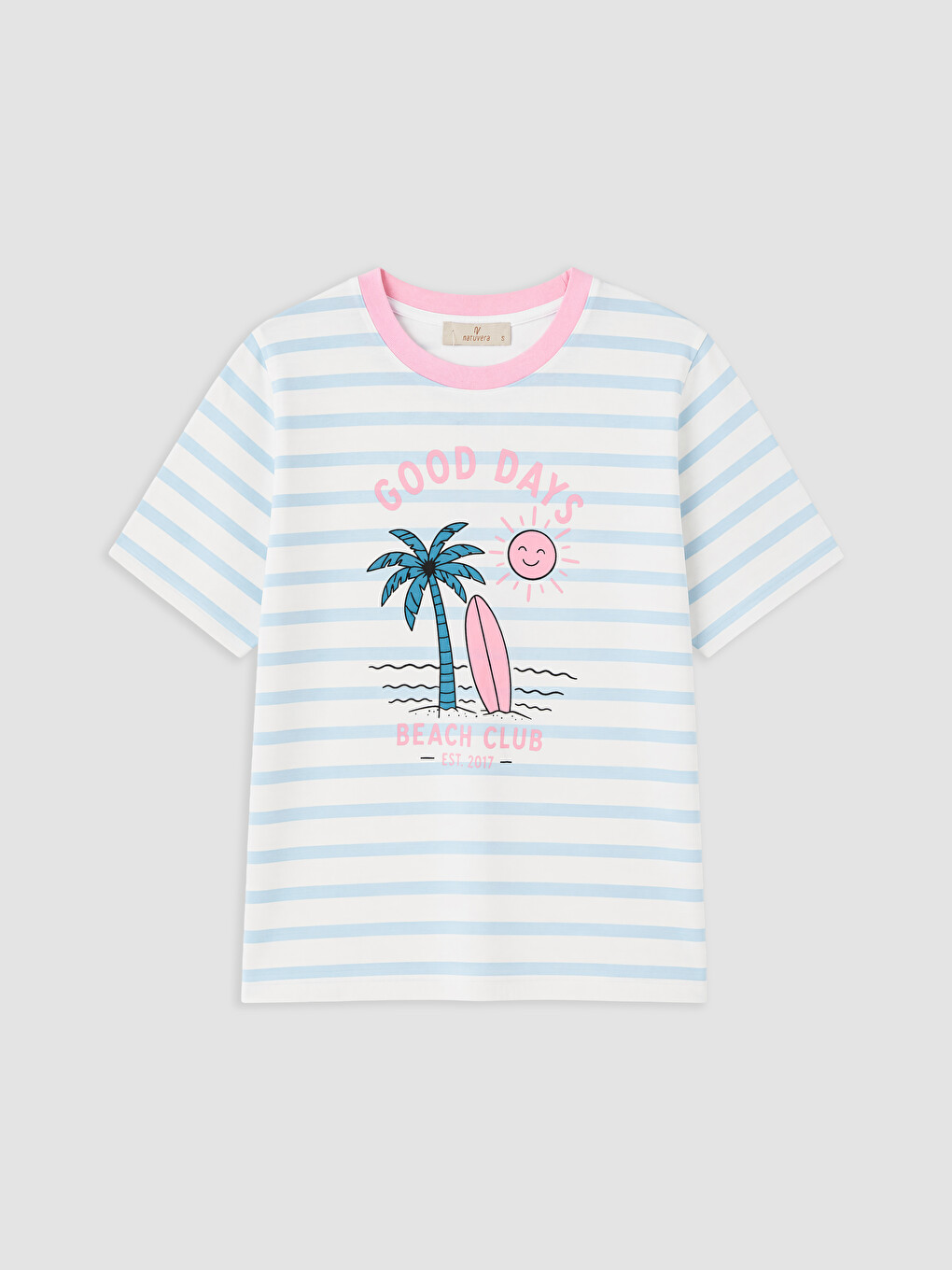 Crew Neck Striped 100% Cotton Women's T-shirt